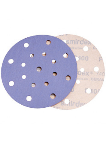 Абразивный круг SMIRDEX Ceramic Velcro Discs 740, 150 мм, P1000, 17 отверстий (упаковка 100 штук)